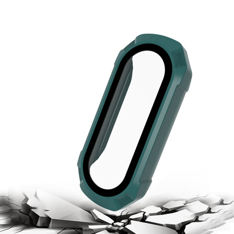 For Xiaomi Mi Band 6 / 5 / 4 / 3 PC + Tempered Glass Watch Case(Pine Needle Green)