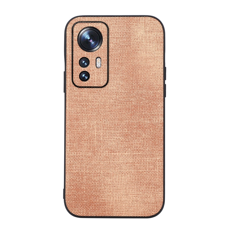 For Xiaomi 12 Pro Brugg Texture PU Shockproof Phone Case(Khaki)