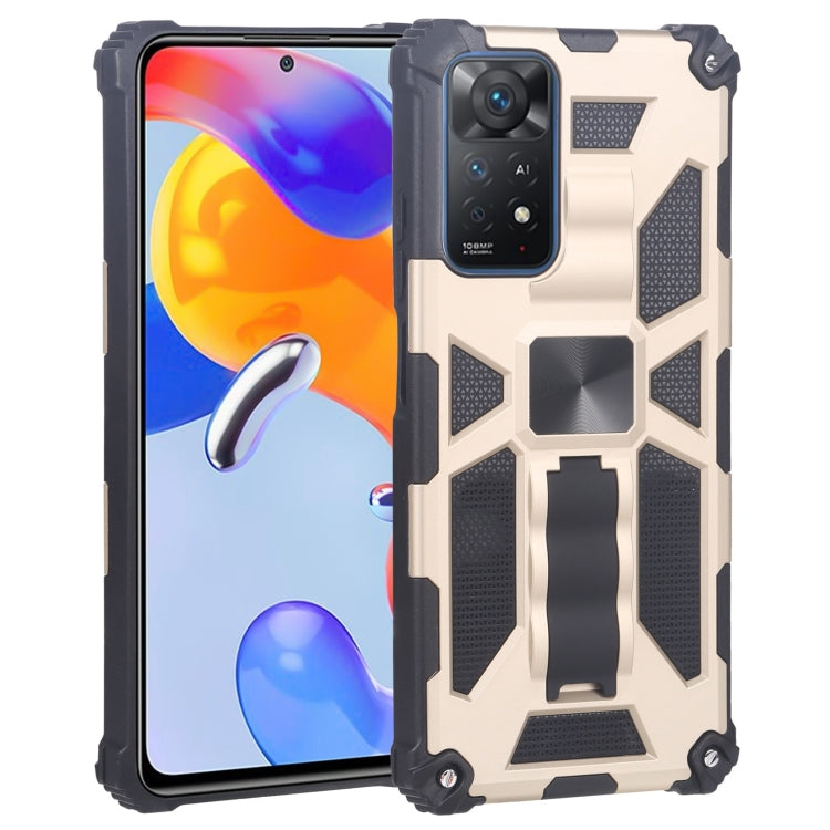 For Xiaomi Redmi Note 11 Pro 4G / 5G Global Armor Kickstand TPU + PC Magnetic Phone Case(Gold)