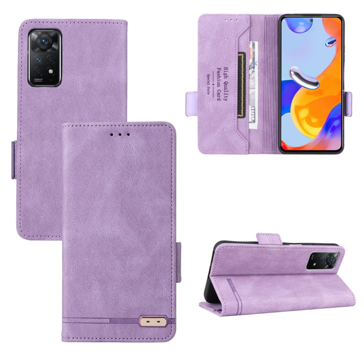 For Xiaomi Redmi Note 11 Pro 5G Magnetic Clasp Flip Leather Phone Case(Purple)