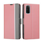 For Samsung Galaxy S20 Twill Texture Side Button Leather Phone Case(Pink)