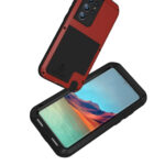 For Samsung Galaxy S22 Ultra 5G LOVE MEI Metal Shockproof Waterproof Dustproof Protective Phone Case(Red)