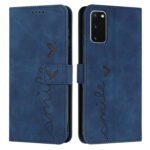 For Samsung Galaxy S20 Skin Feel Heart Pattern Leather Phone Case(Blue)