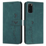 For Samsung Galaxy S20 Skin Feel Heart Pattern Leather Phone Case(Green)