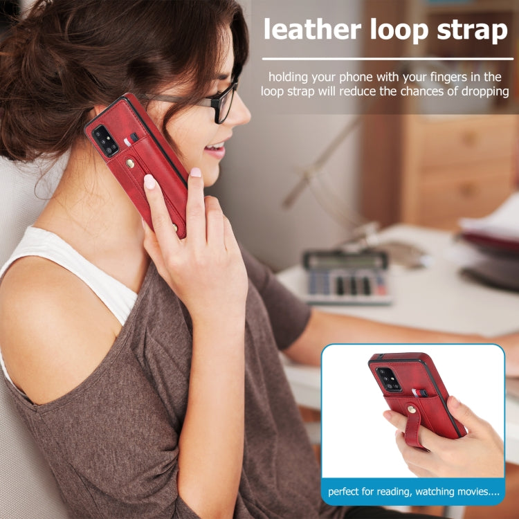 For Samsung Galaxy S20 Wristband Kickstand Wallet Leather Phone Case(Red)