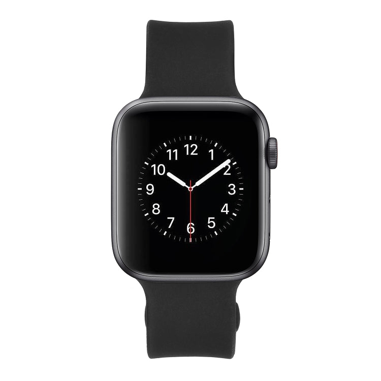Square Buckle Silicone Watch Band For Apple Watch Series 8&7 41mm / SE 2&6&SE&5&4 40mm / 3&2&1 38mm(Black)