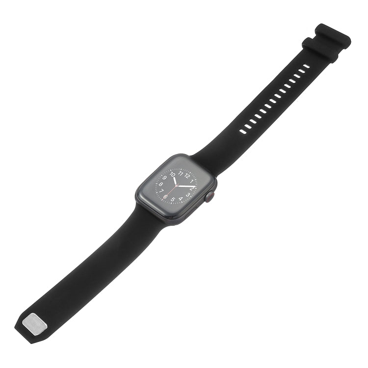Square Buckle Silicone Watch Band For Apple Watch Series 8&7 41mm / SE 2&6&SE&5&4 40mm / 3&2&1 38mm(Black)