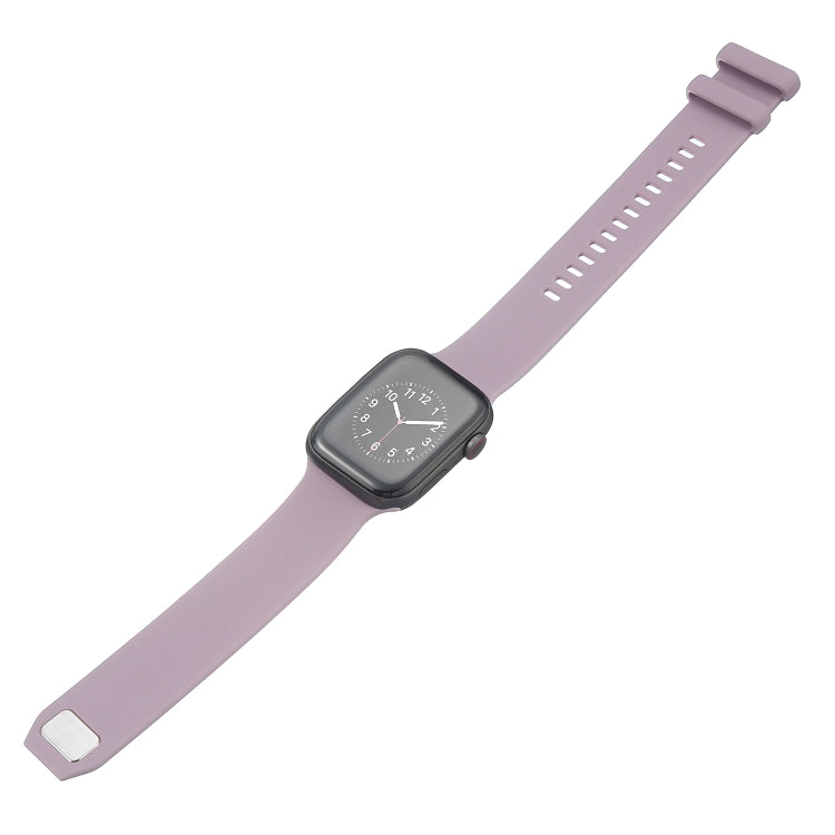 Square Buckle Silicone Watch Band For Apple Watch Ultra 49mm / Series 8&7 45mm / SE 2&6&SE&5&4 44mm / 3&2&1 42mm(Purple)