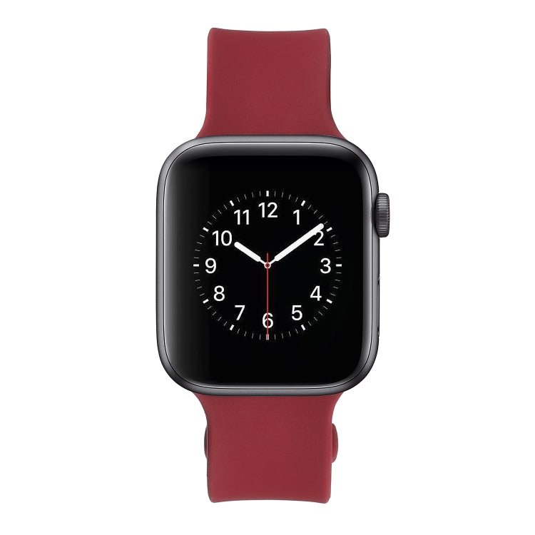 Square Buckle Silicone Watch Band For Apple Watch Ultra 49mm / Series 8&7 45mm / SE 2&6&SE&5&4 44mm / 3&2&1 42mm(Red)