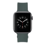Square Buckle Silicone Watch Band For Apple Watch Ultra 49mm / Series 8&7 45mm / SE 2&6&SE&5&4 44mm / 3&2&1 42mm(Dark Green)