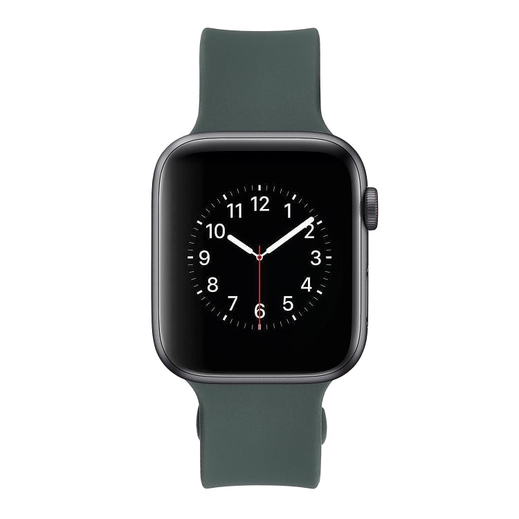 Square Buckle Silicone Watch Band For Apple Watch Ultra 49mm / Series 8&7 45mm / SE 2&6&SE&5&4 44mm / 3&2&1 42mm(Dark Green)