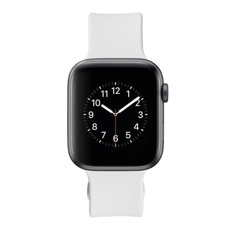 Square Buckle Silicone Watch Band For Apple Watch Ultra 49mm / Series 8&7 45mm / SE 2&6&SE&5&4 44mm / 3&2&1 42mm(White)