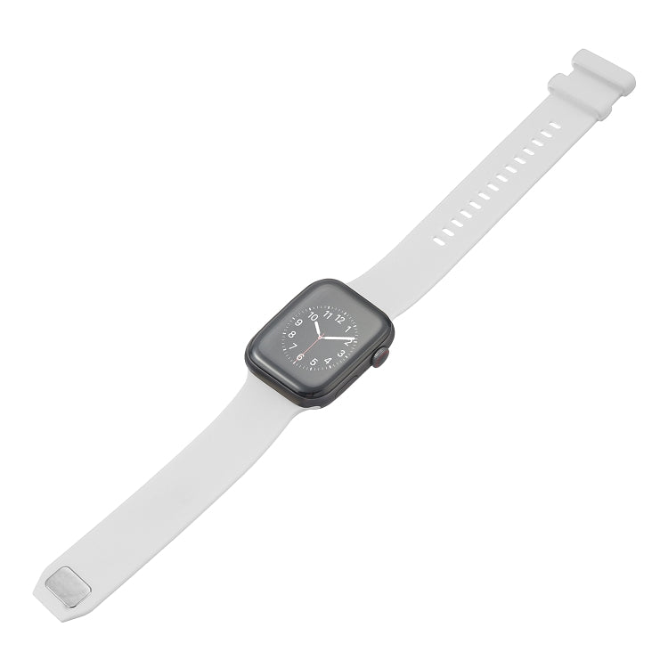 Square Buckle Silicone Watch Band For Apple Watch Ultra 49mm / Series 8&7 45mm / SE 2&6&SE&5&4 44mm / 3&2&1 42mm(White)