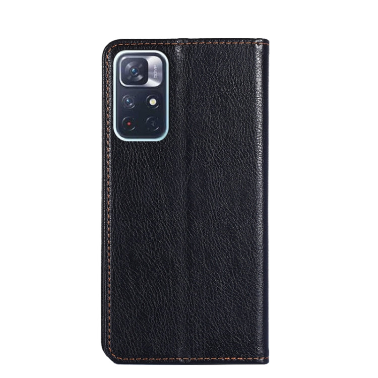 For Xiaomi Redmi Note 11 China / Poco M4 Pro 5G Gloss Oil Solid Color Magnetic Leather Phone Case(Black)