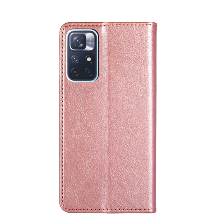 For Xiaomi Redmi Note 11 China / Poco M4 Pro 5G Gloss Oil Solid Color Magnetic Leather Phone Case(Rose Gold)