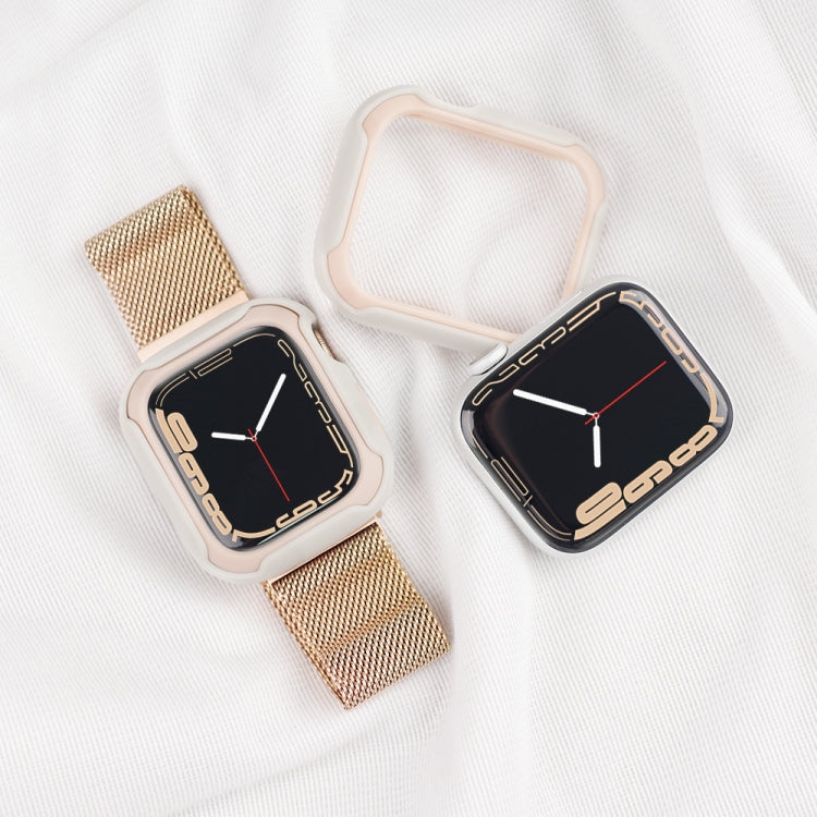 Detachable Two-color Watch Case For Apple Watch Series 8 / 7 41mm / 6&SE&5&4 40mm(Black Light Apricot)