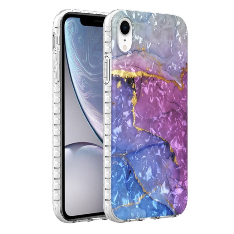 For iPhone XR 2.0mm Airbag Shockproof TPU Phone Case(Blue Purple Marble)