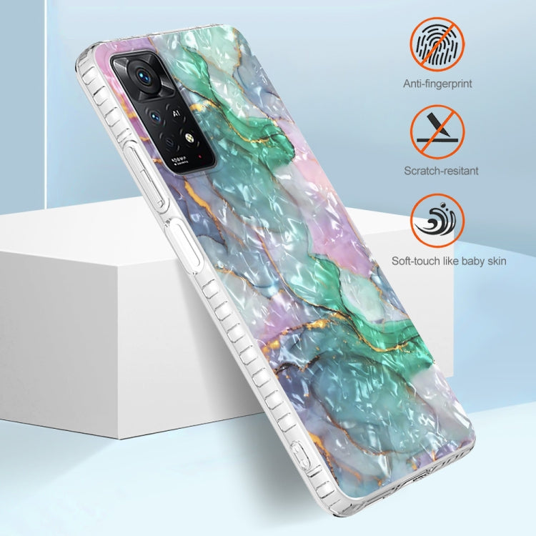 For Xiaomi Redmi Note 11 Pro 4G 5G International Edition / Note 11 Pro+ Indian Version 2.0mm Airbag Shockproof TPU Phone Case(Ink Green Marble)