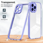 For iPhone 12 Pro Max 3 in 1 Clear TPU Color PC Frame Phone Case(Purple)