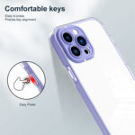 For iPhone 12 Pro Max 3 in 1 Clear TPU Color PC Frame Phone Case(Purple)