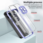 For iPhone 12 Pro Max 3 in 1 Clear TPU Color PC Frame Phone Case(Purple)