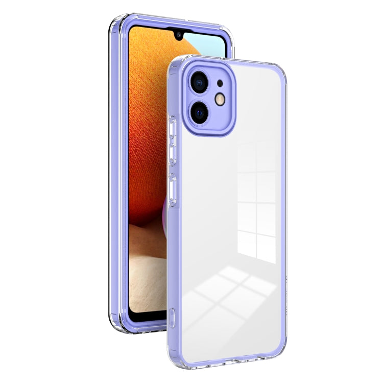 For iPhone 11 3 in 1 Clear TPU Color PC Frame Phone Case (Purple)