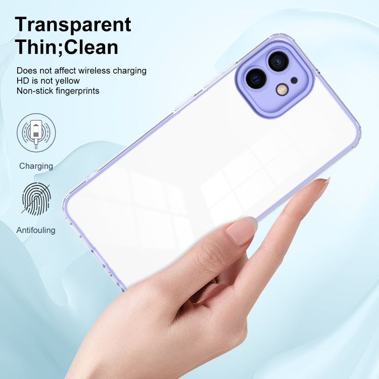 For iPhone 11 3 in 1 Clear TPU Color PC Frame Phone Case (Purple)