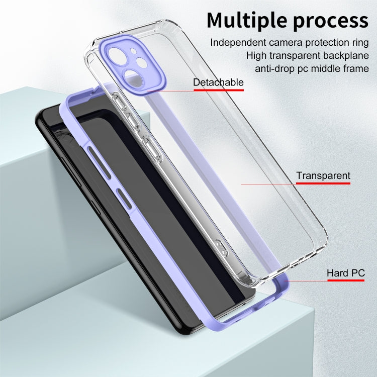 For iPhone 11 3 in 1 Clear TPU Color PC Frame Phone Case (Purple)