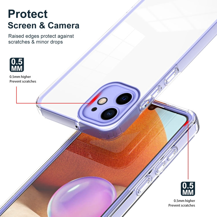 For iPhone 11 3 in 1 Clear TPU Color PC Frame Phone Case (Purple)