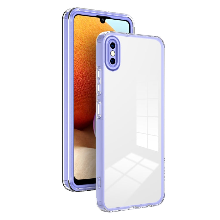 For iPhone X / XS 3 in 1 Clear TPU Color PC Frame Phone Case(Purple)