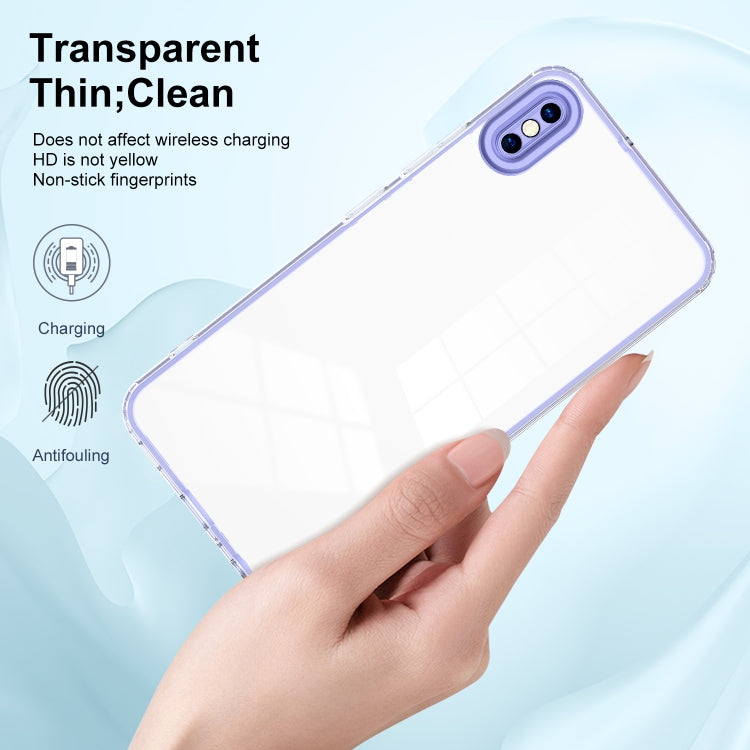 For iPhone X / XS 3 in 1 Clear TPU Color PC Frame Phone Case(Purple)