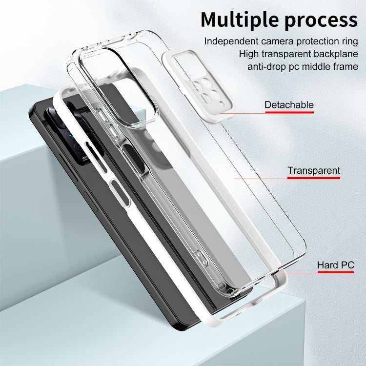 For Xiaomi Redmi Note 11 Pro 5G / 4G 3 in 1 Clear TPU Color PC Frame Phone Case(White)