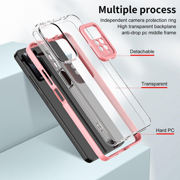 For Xiaomi Redmi Note 11 Pro 5G / 4G 3 in 1 Clear TPU Color PC Frame Phone Case(Pink)