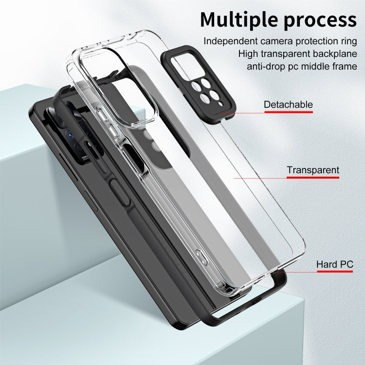 For Xiaomi Redmi Note 11 Pro 5G / 4G 3 in 1 Clear TPU Color PC Frame Phone Case(Black)