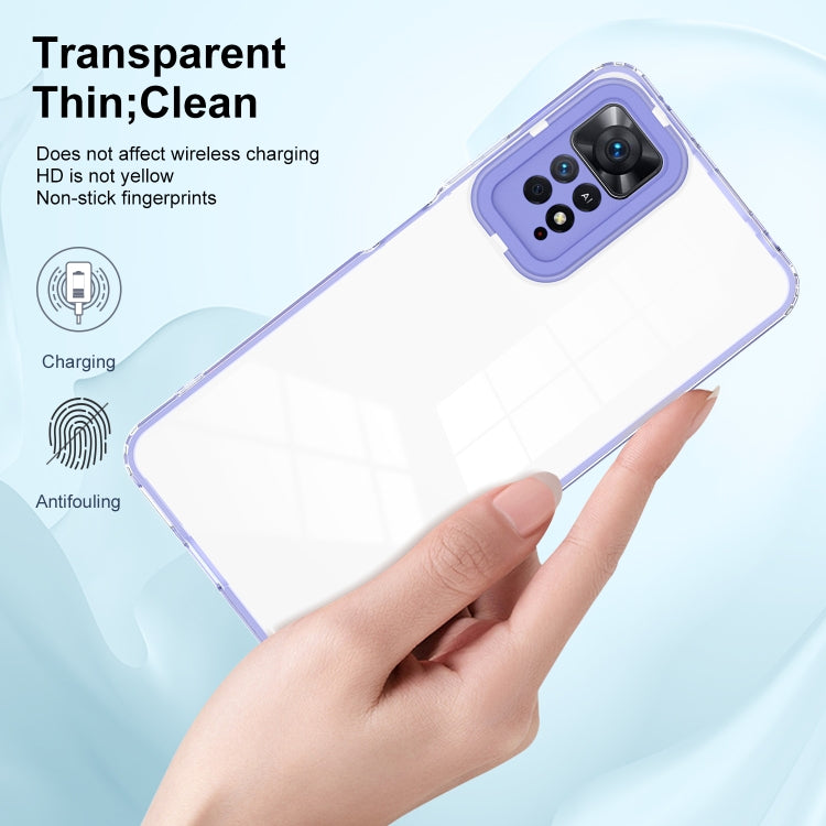 For Xiaomi Redmi Note 11 Pro 5G / 4G 3 in 1 Clear TPU Color PC Frame Phone Case(Purple)