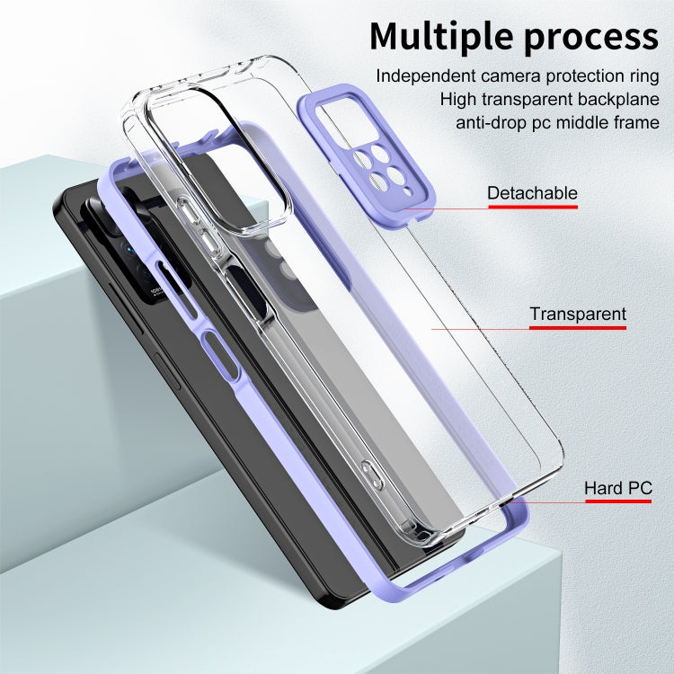 For Xiaomi Redmi Note 11 Pro 5G / 4G 3 in 1 Clear TPU Color PC Frame Phone Case(Purple)