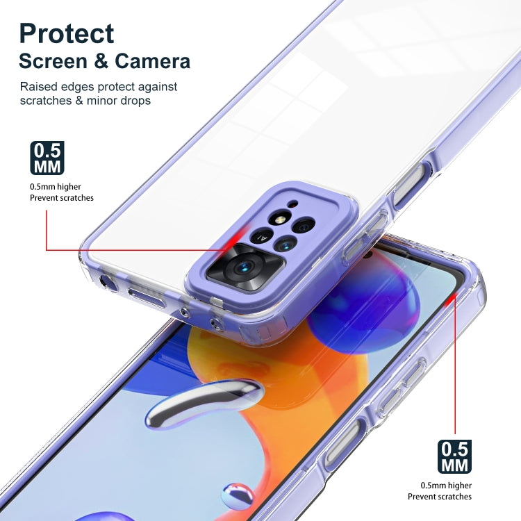 For Xiaomi Redmi Note 11 Pro 5G / 4G 3 in 1 Clear TPU Color PC Frame Phone Case(Purple)