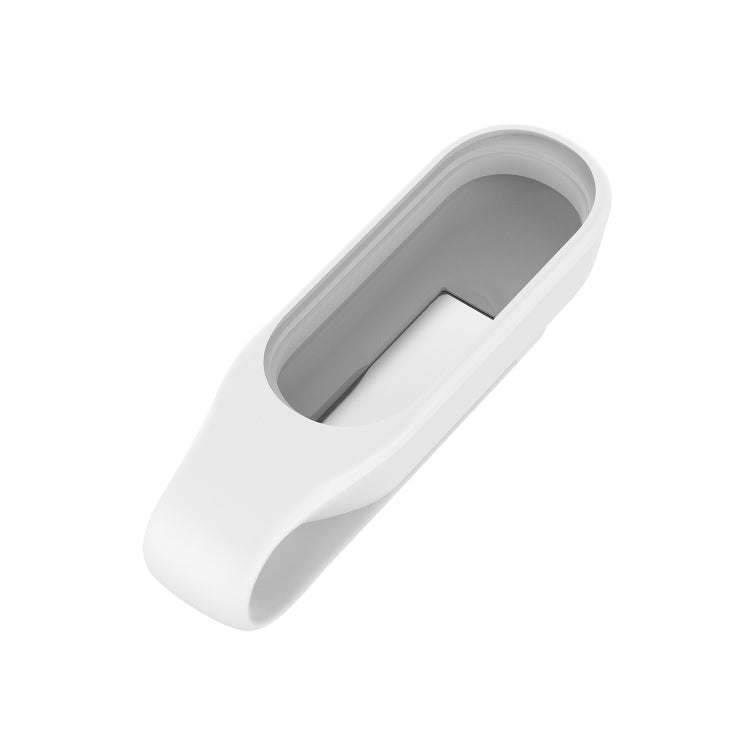 For For Xiaomi Mi Band 7 / 6 / 5 / 4 Steel Sheet Clip Silicone Watch Case(White)