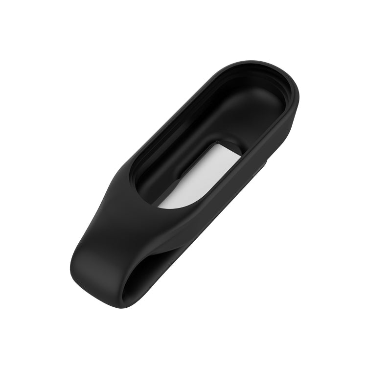 For For Xiaomi Mi Band 7 / 6 / 5 / 4 Steel Sheet Clip Silicone Watch Case(Black)