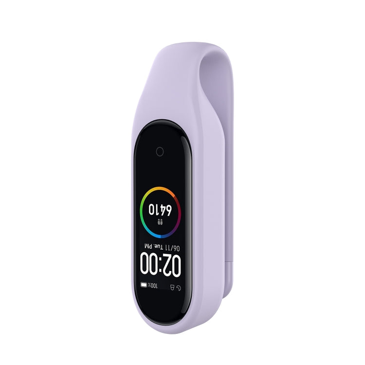 For For Xiaomi Mi Band 7 / 6 / 5 / 4 Steel Sheet Clip Silicone Watch Case(Light Purple)