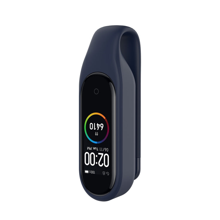 For For Xiaomi Mi Band 7 / 6 / 5 / 4 Steel Sheet Clip Silicone Watch Case(Midnight Blue)