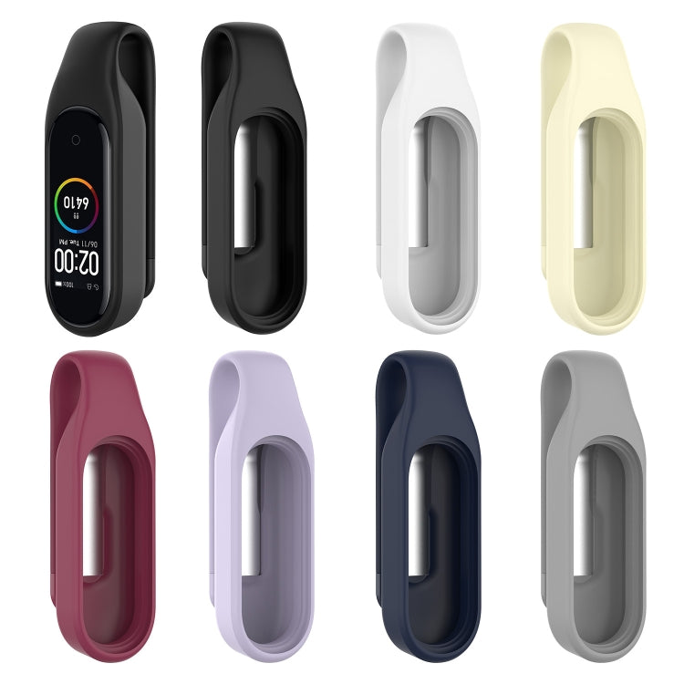 For For Xiaomi Mi Band 7 / 6 / 5 / 4 Steel Sheet Clip Silicone Watch Case(Wine Red)