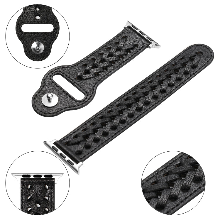 Woven Watch Strap For Apple Watch Ultra 49mm / Series 8&7 45mm / SE 2&6&SE&5&4 44mm / 3&2&1 42mm(Black)