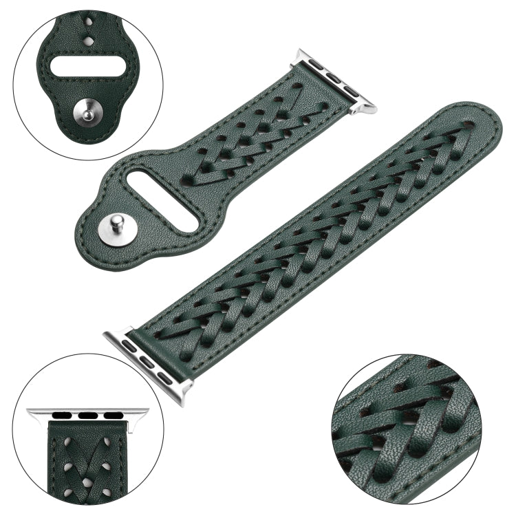 Woven Watch Strap For Apple Watch Ultra 49mm / Series 8&7 45mm / SE 2&6&SE&5&4 44mm / 3&2&1 42mm(Green)