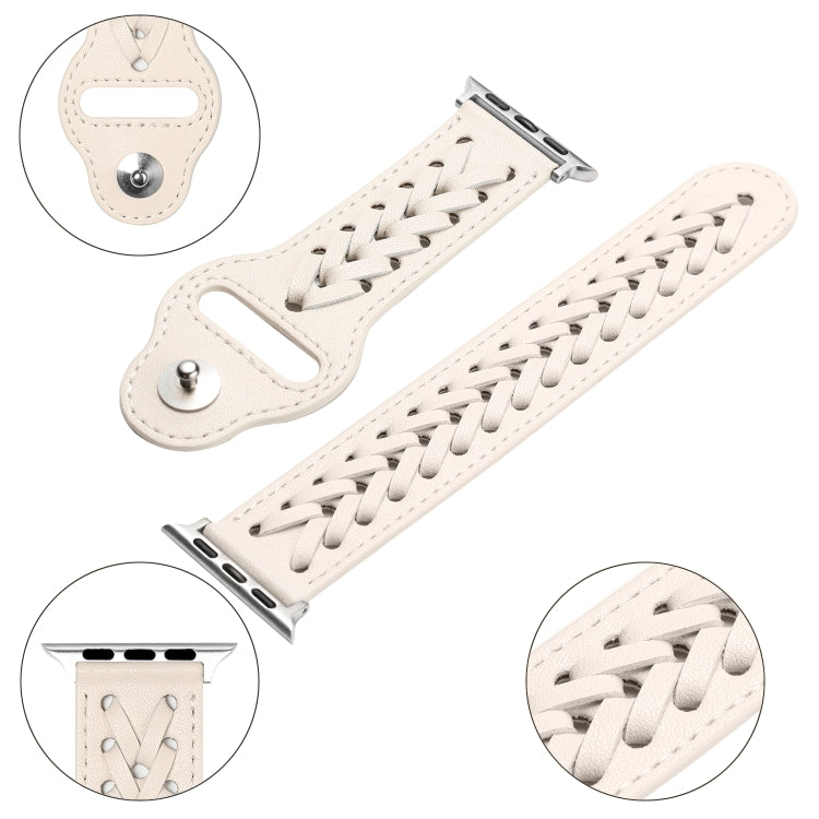 Woven Watch Strap For Apple Watch Series 8&7 41mm / SE 2&6&SE&5&4 40mm / 3&2&1 38mm(White)