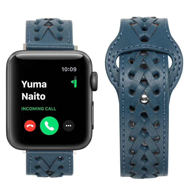 Woven Watch Strap For Apple Watch Series 8&7 41mm / SE 2&6&SE&5&4 40mm / 3&2&1 38mm(Blue)
