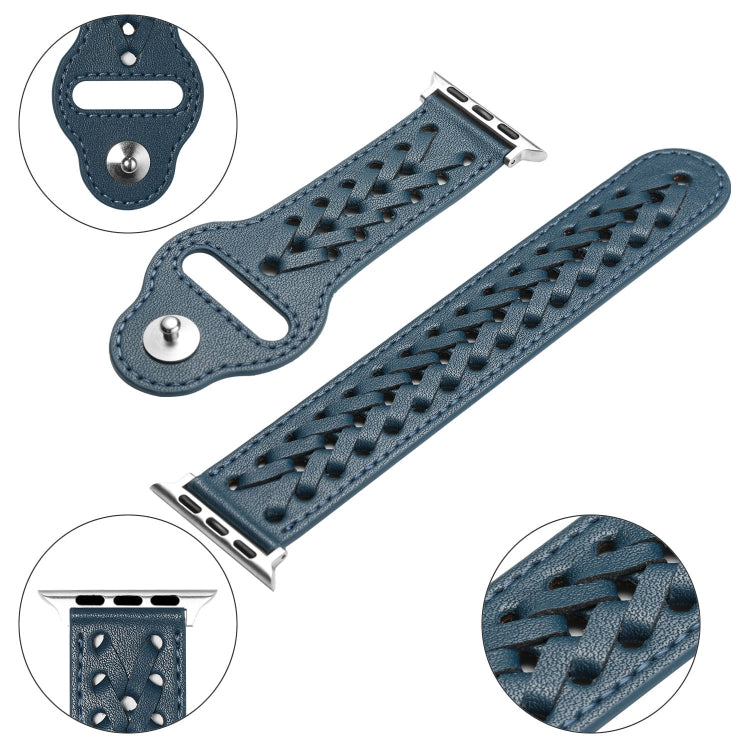 Woven Watch Strap For Apple Watch Series 8&7 41mm / SE 2&6&SE&5&4 40mm / 3&2&1 38mm(Blue)