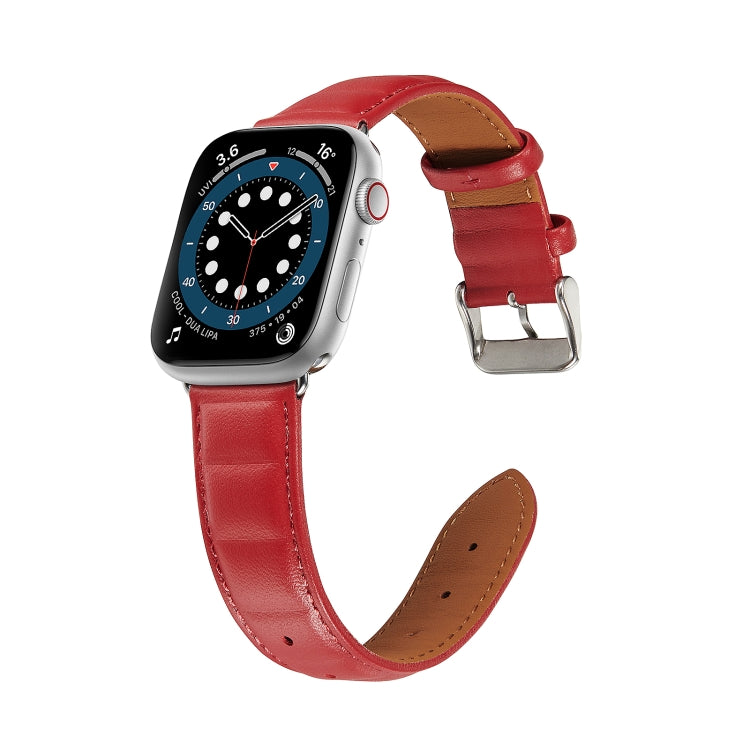 Genuine Leather Watch Band For Apple Watch Series 8&7 41mm / SE 2&6&SE&5&4 40mm / 3&2&1 38mm(Red)