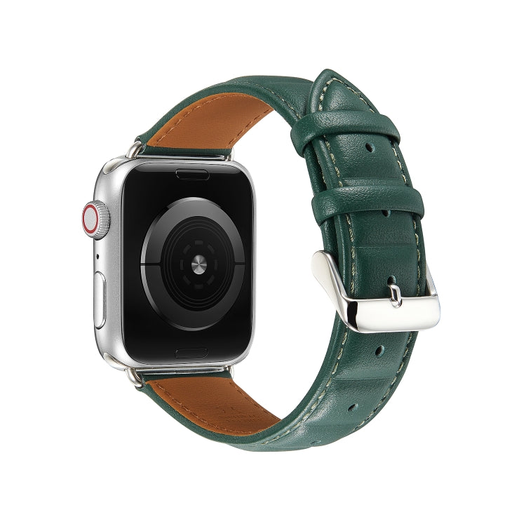 Genuine Leather Watch Band For Apple Watch Series 8&7 41mm / SE 2&6&SE&5&4 40mm / 3&2&1 38mm(Green)