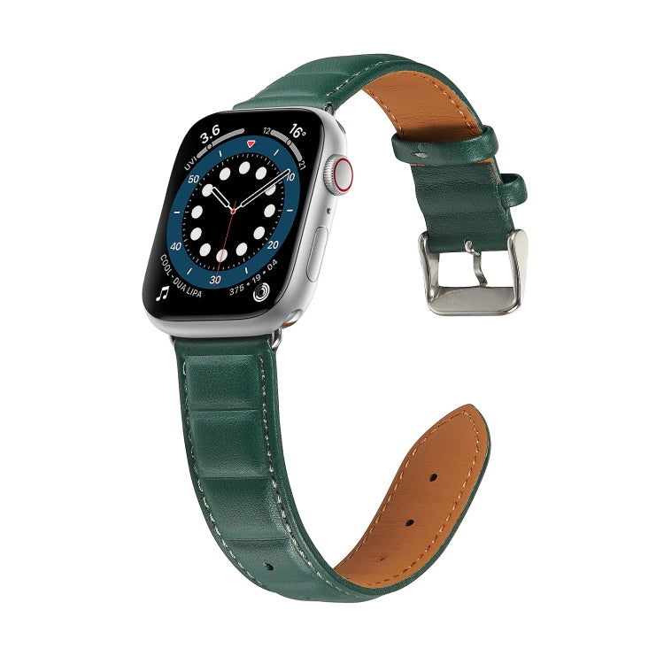 Genuine Leather Watch Band For Apple Watch Series 8&7 41mm / SE 2&6&SE&5&4 40mm / 3&2&1 38mm(Green)